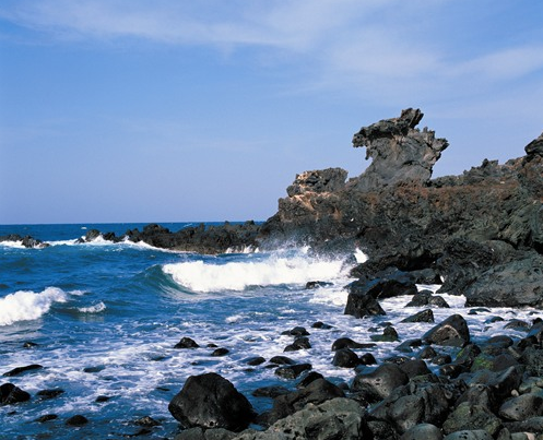 中国游客济州岛旅游带回龙头岩石头作纪念
