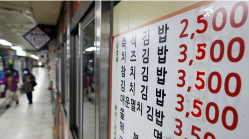 韩国餐饮涨价2.4%到5.9%不等，---中韩人力网