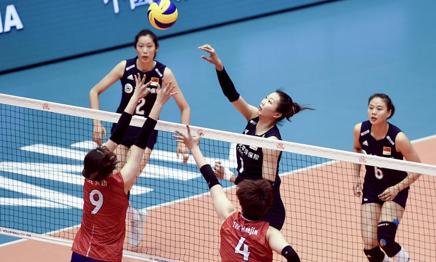 중국 여자배구, 3대0으로 한국에 완승